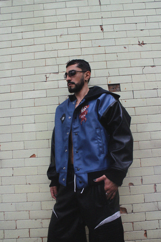 Chrome Bomber Jacket - Blue