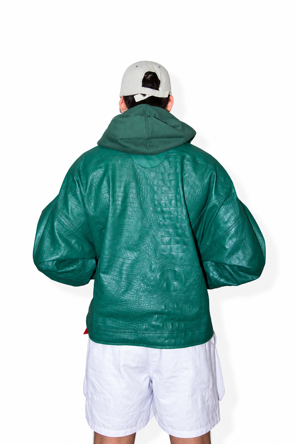 chamarra oversize monocromatica faux leather verde