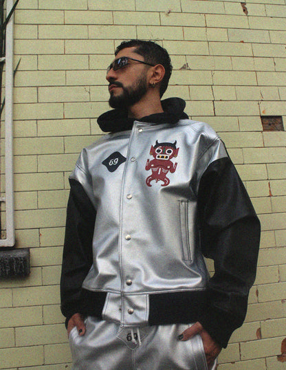 Chrome Bomber Jacket - Silver