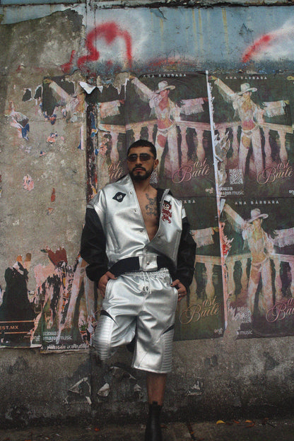 Chrome Bomber Jacket - Silver