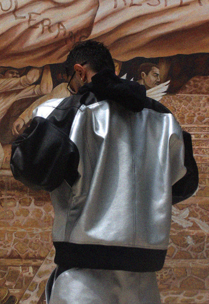Chrome Bomber Jacket - Silver